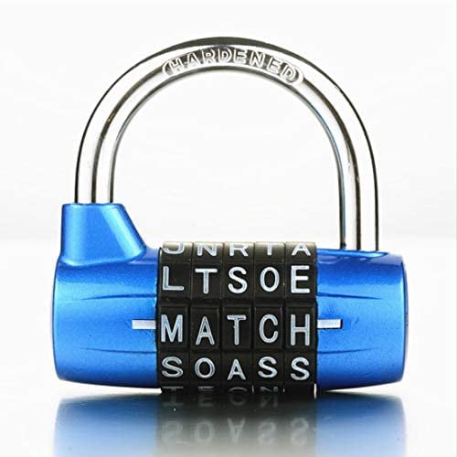 5 Dial Blue Gym Locker Lock,5 Letter Word Lock,5 Digit Combination Lock,Safety Padlock for School Gym Locker,Sports Locker,Fence,Toolbox,Case,Hasp Storage Combination Padlock