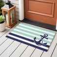 thumbnail image 4 of 2x3 Ft Entryway Area Rug, Anchor Aqua Kitchen Rug Runner Washable Floor Mat, Modern Navy Blue White Striped Nautical Non Slip Indoor Door Mat Throw Carpet for Bathroom Living Room Bedroom, 4 of 8