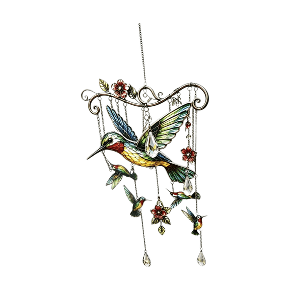 Cardinal Wind Chimes For Outside Graceful Wind Chime, Vintage Red Cardinal Crystal Wind Chime Ornament, Metal Floral Bird Wind Chime For Outdoor Yard Patio Decor
