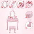 thumbnail image 2 of Luku Kids Vanity Set with Mirror,Kids Vanity Table and Chair Set Girls' Makeup Dressing Table with Lights & Wood Makeup Playset for Age 4-9 Years, 2 of 6
