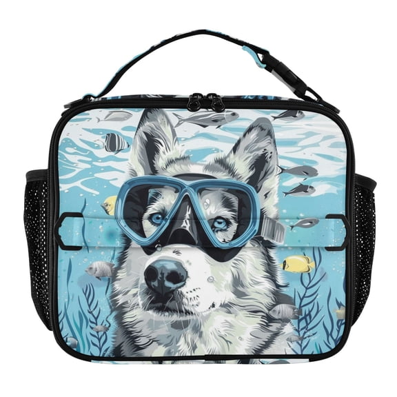 ALAZA Dog and Fishes Lunch Box Insulated Lunch Bag Cooler Tote with Shoulder Strap
