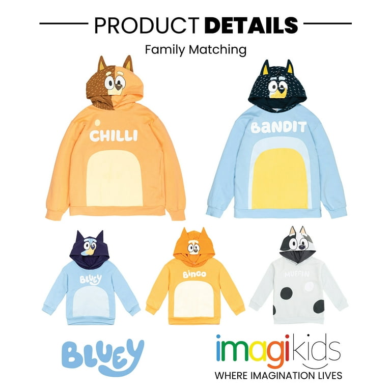 Bluey Toddler Boys Fleece Matching Family Cosplay Pullover Hoodie Toddler  to Little Kid