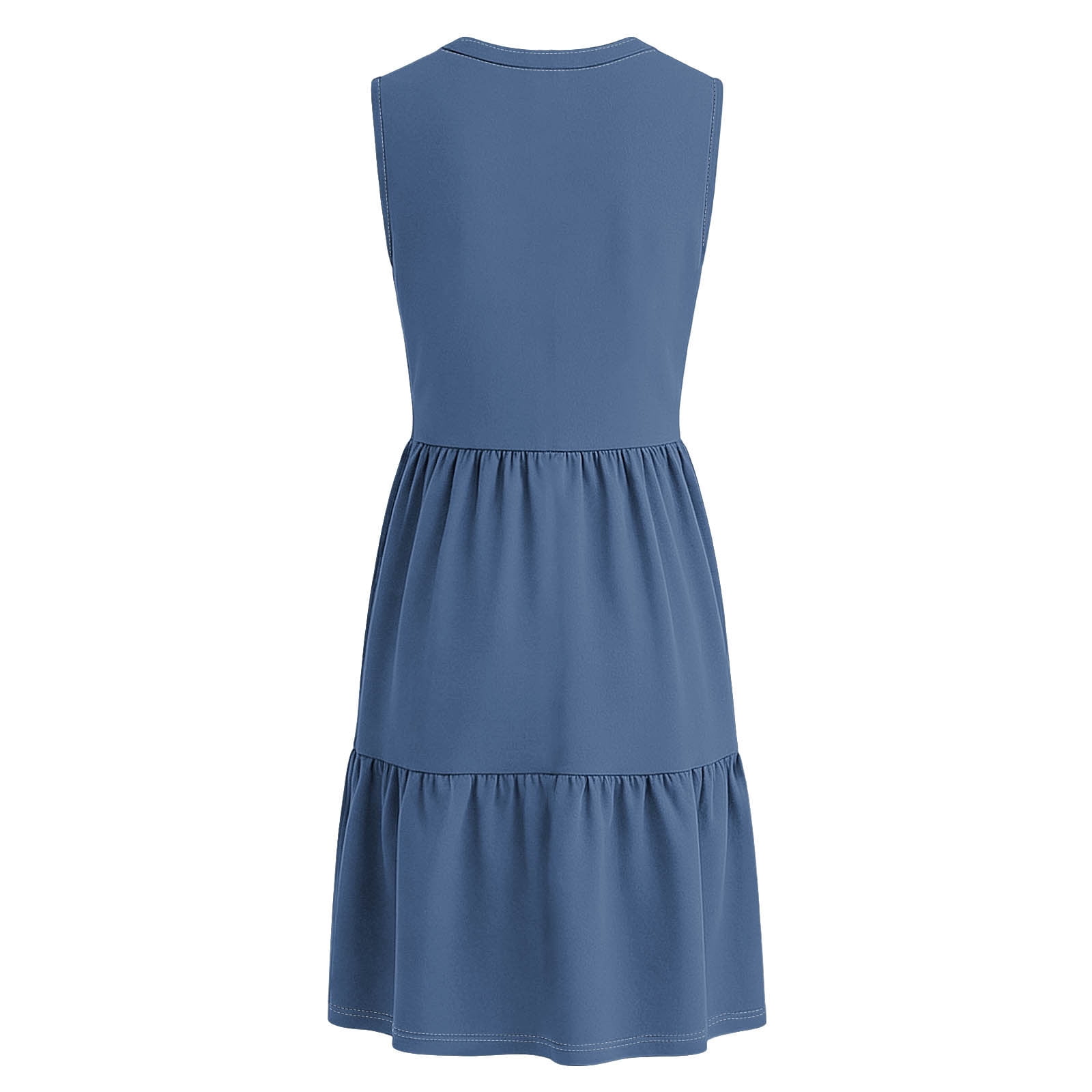 Oplxuo Summer Dresses for Women V Neck Sleeveless Sundresses Button Down Casual Dresses Ruffled Hem Midi Dress for Beach