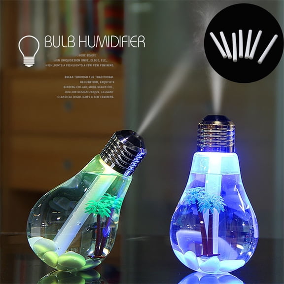 Viflosae Humidifier Humidifiers for Bedroom USB Home Office Mute LED Equipment Colorful Bulb Night Humidifier Lamp Humidifier