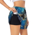 thumbnail image 2 of Disketp Watercolor Turtle Print Women's Shorts Workout Shorts for Athletic Gym Running Shorts with Phone Pockets, 2 of 8