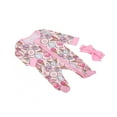 thumbnail image 3 of Pyjama à Pieds pour Nouveau-Né Garçons Filles Fermeture Éclair devant Manches Longues + Bandeau, 3 of 7