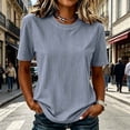 thumbnail image 7 of cocolona Summer Striped Button Pullover Tops for Women Short Sleeve Crew Neck Shirts Loose Casual Blouses, 7 of 7