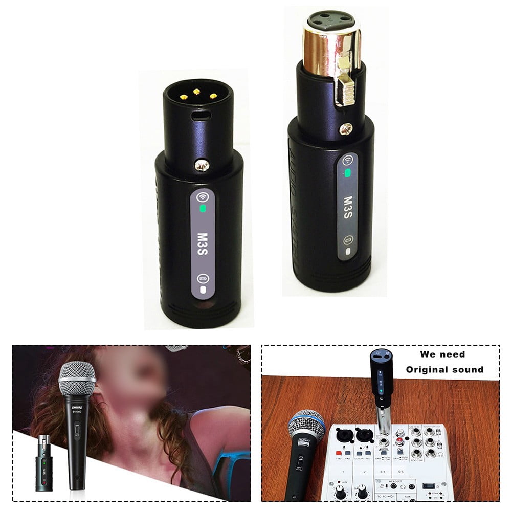 High-Resolution Wireless Microphone Adapter 164ft Range & Built-in Mic Booster Wireless Mic Converter Adapter Microphone Parts