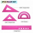 thumbnail image 3 of Uxcell 4pcs Triangular Ruler Set 20mm Aluminum Ruler Geometric Protractor Triangle Ruler Engineering Scale Pink, 3 of 6