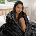 thumbnail image 2 of Comtest Chunky Knit Throw Blanket Chenille, Black, 40"x40"(Single Sofa), 2 of 6