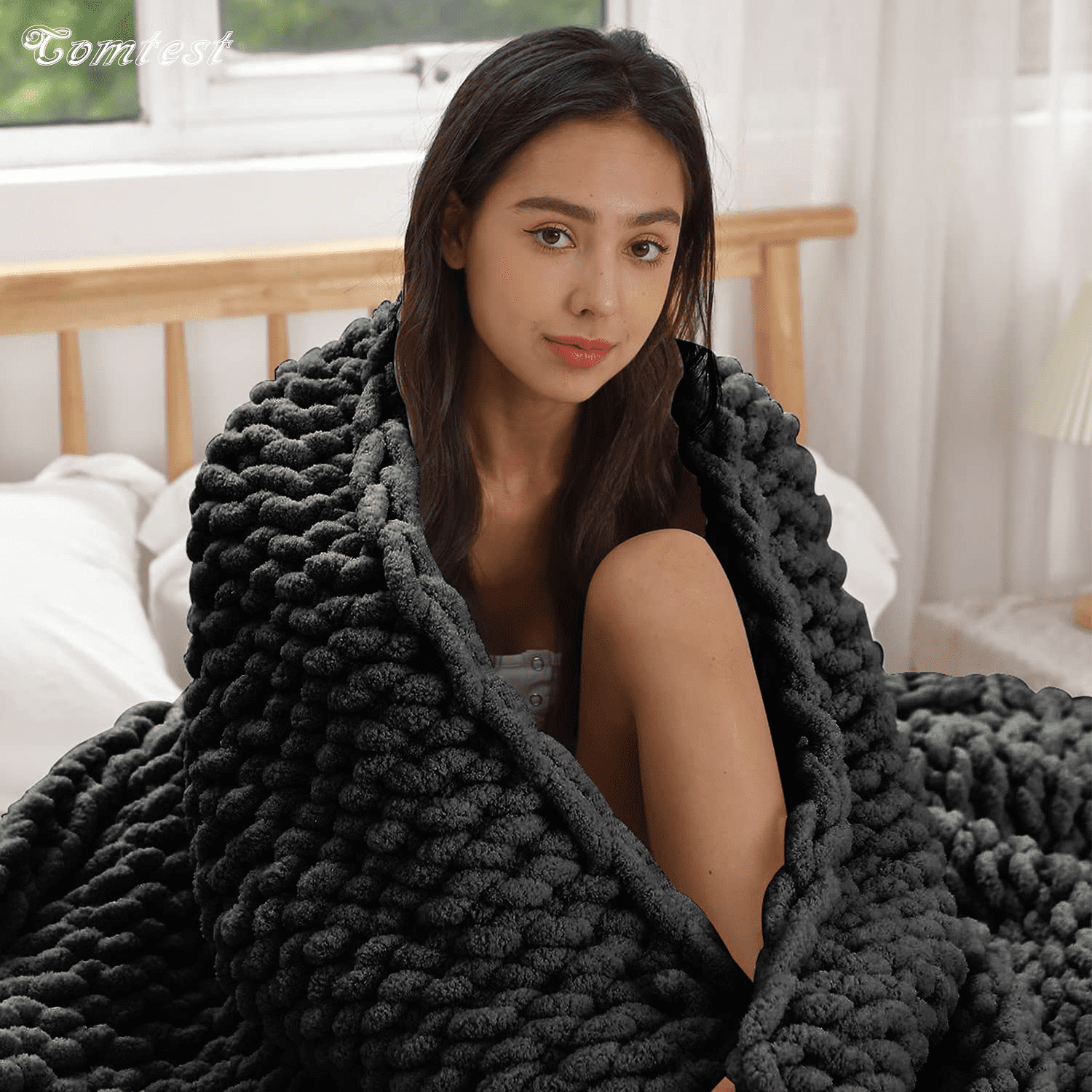 Chunky knit blanket queen size best sale