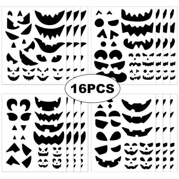 Funny Pumpkin Stickers, Pumpkin Decorating Halloween Stickers, DIY Craft Vinyl Decals for Halloween Party Favors, 16 Sheets