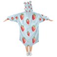 thumbnail image 2 of Wearable Blanket with Sleeves and Pocket Oversized Hooded Sweatshirt 3-14 YR Strawberry S, 2 of 7