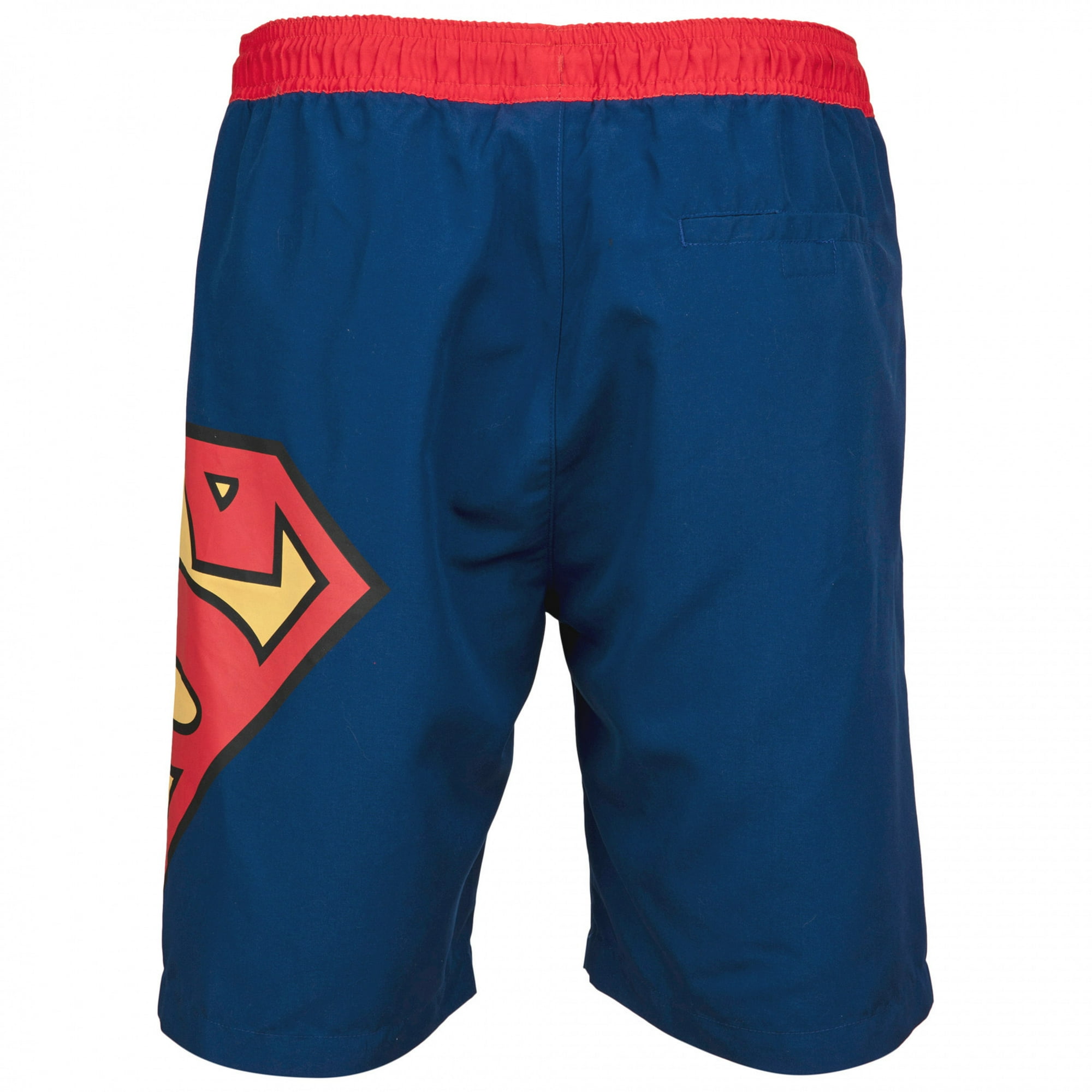 Superman Symbol Blue with Red Waistband Board Shorts Medium 32 34