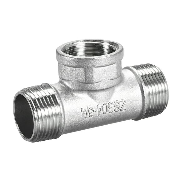 Stainless Steel 304 Cast  Pipe Fitting,3/4 BSPT Male x 3/4 BSPT Female x 3/4 BSPT Male, Tee Shaped Connector Coupler