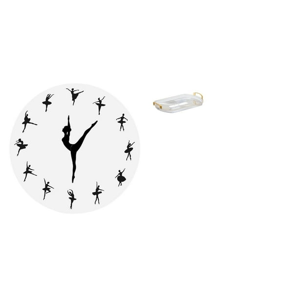 Reloj De Pared Con Diseño De Bailarina, Silencioso, Decorativo Para Cocina, Oficina, Hogar, Almacenamiento De Joyas, Bandeja De Tocador Rectangular Nórdica, Organizador De Encimera, Comedor Y