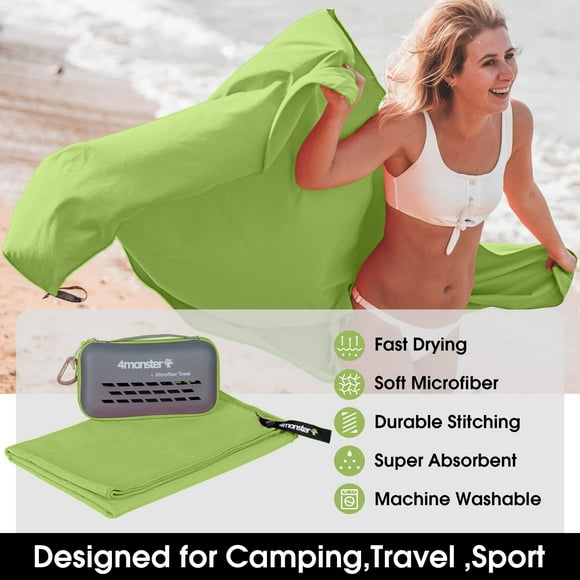 4Monster Serviettes de Camping Super Absorbantes Séchage Rapide Serviette de Voyage en Microfibre Séchage Rapide Ultra Douce Compacte pour Gym Natation Plage Randonnée Yoga Voyage Sac à Dos de Sport