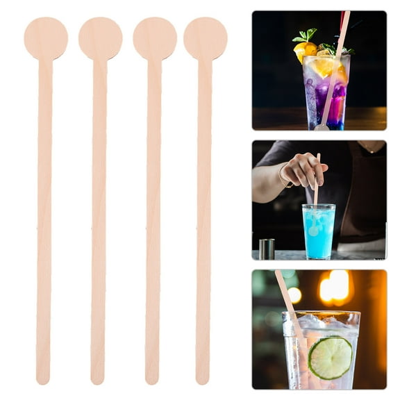WEAVILUX 50pcs Coffee Stirrer Sticks Light Brown Wood Whisking Rods for Home and Coffee Shop