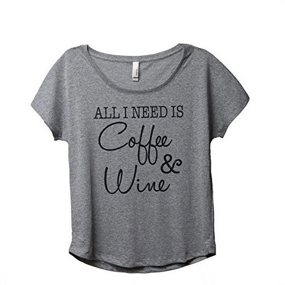 Thread Tank Coffee and Wine Womens Slouchy Shirt Tee Heather Grey 2XL