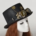 thumbnail image 2 of GRACEART Steampunk Goggles & Adult Top Hat Black Gold two Size Novelty Item, 2 of 5
