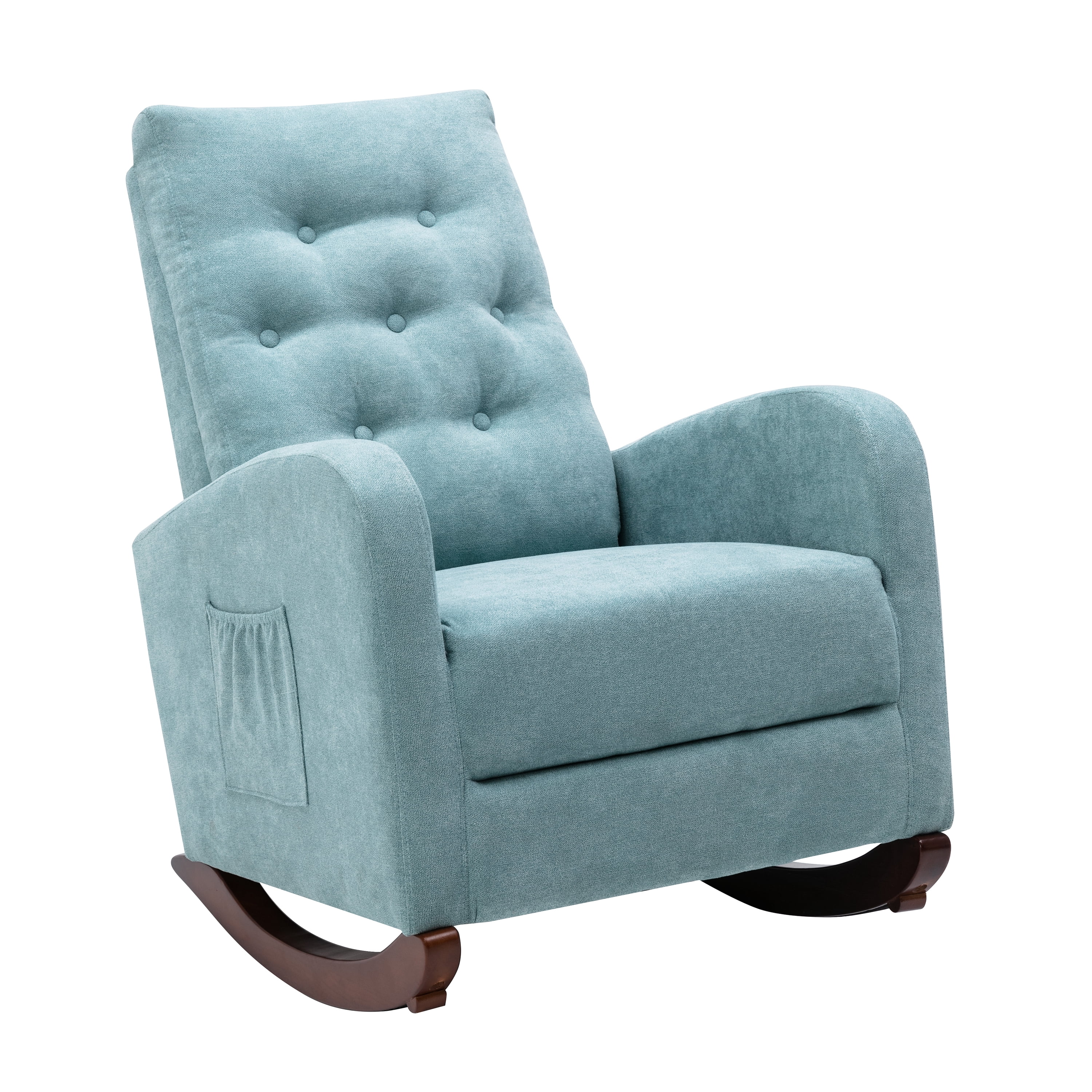MAYEERTY High Back Rocking Chair Nursery Chair for Baby Room,Modern Accent Rocker Armchair，Mint Green