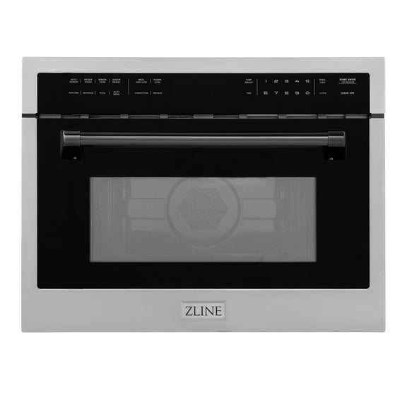 ZLINE Autograph Edition 24" 1.6 cu ft. Built-in Convection Microwave Oven in Stainless Steel and Matte Black Accents
