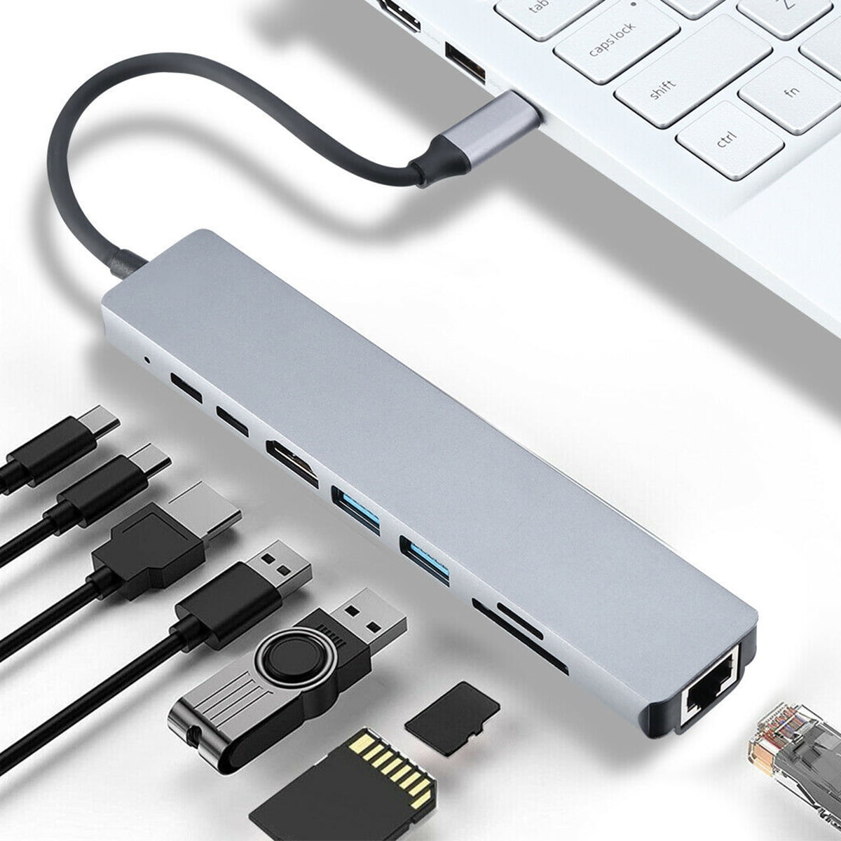 Buy USB Hub 8 Port USB 3.0 Hub 8-in-1 USB Splitter with 4K USB C to ...