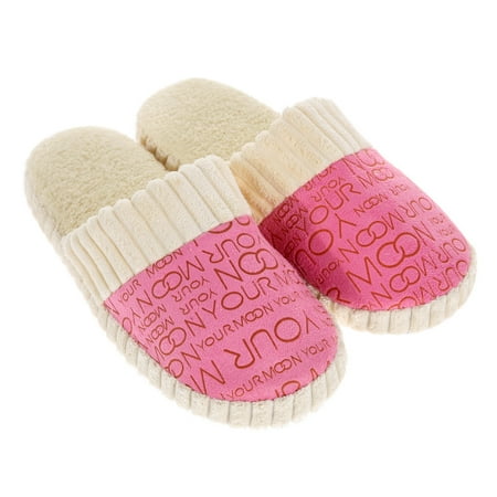 

hksybuy Unisex Warm Soft Anti-Slip Letter Cotton Slipper Shoes Pink 40-41 Women
