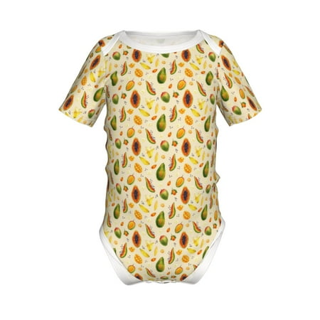 

Lukts Tropical Fruits Print Baby Short Sleeve Romper Onesie for Newborn Baby Boys and Girls-2 Years