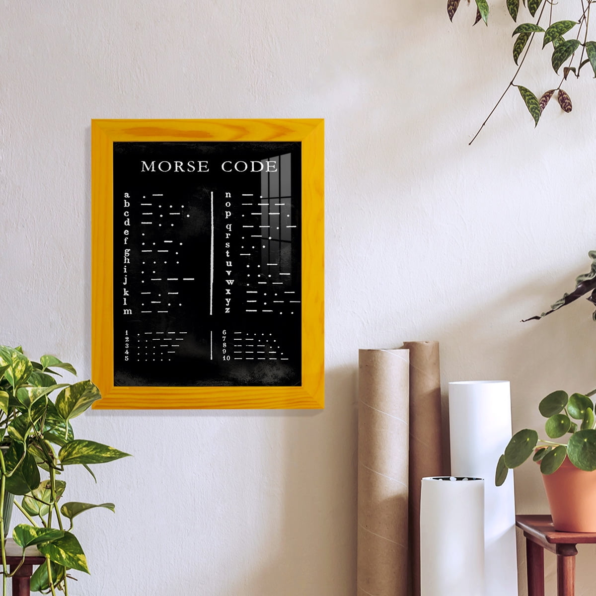 Morse Code Chart - Framed Print w/glass - Sunflower Yellow