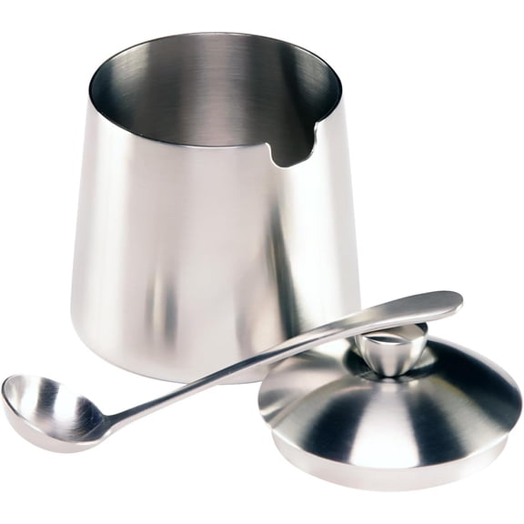 Frieling USA Brushed Stainless Steel Sugar Bowl with Lid and Spoon 10 Ounce Silver