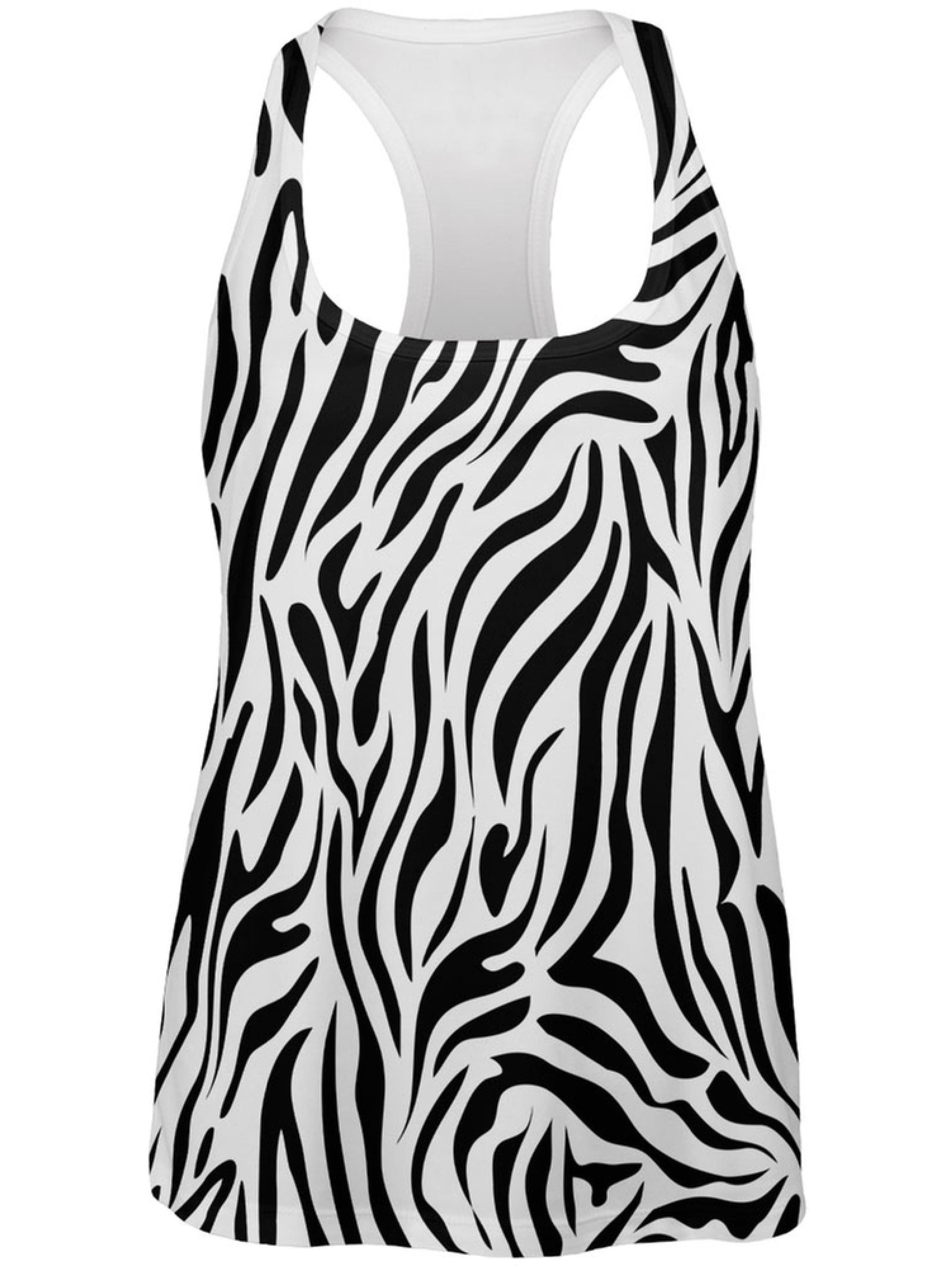 Zebra Print White All Over Womens Tank Top - - Walmart.com
