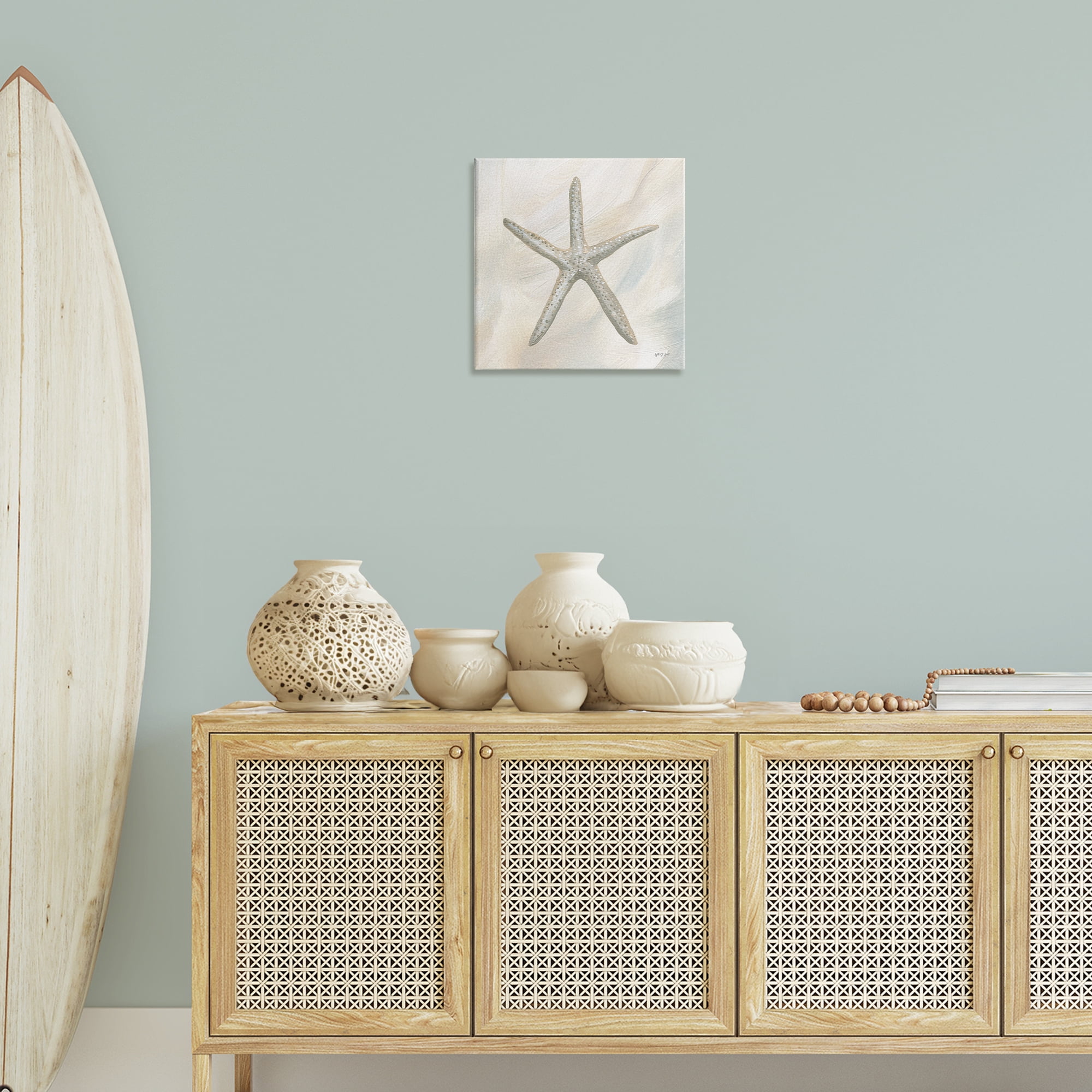 Stupell Industries Minimal Beige Starfish Coastal Painting Gallery Wrapped Canvas Art Print Wall Art, 17 x 17