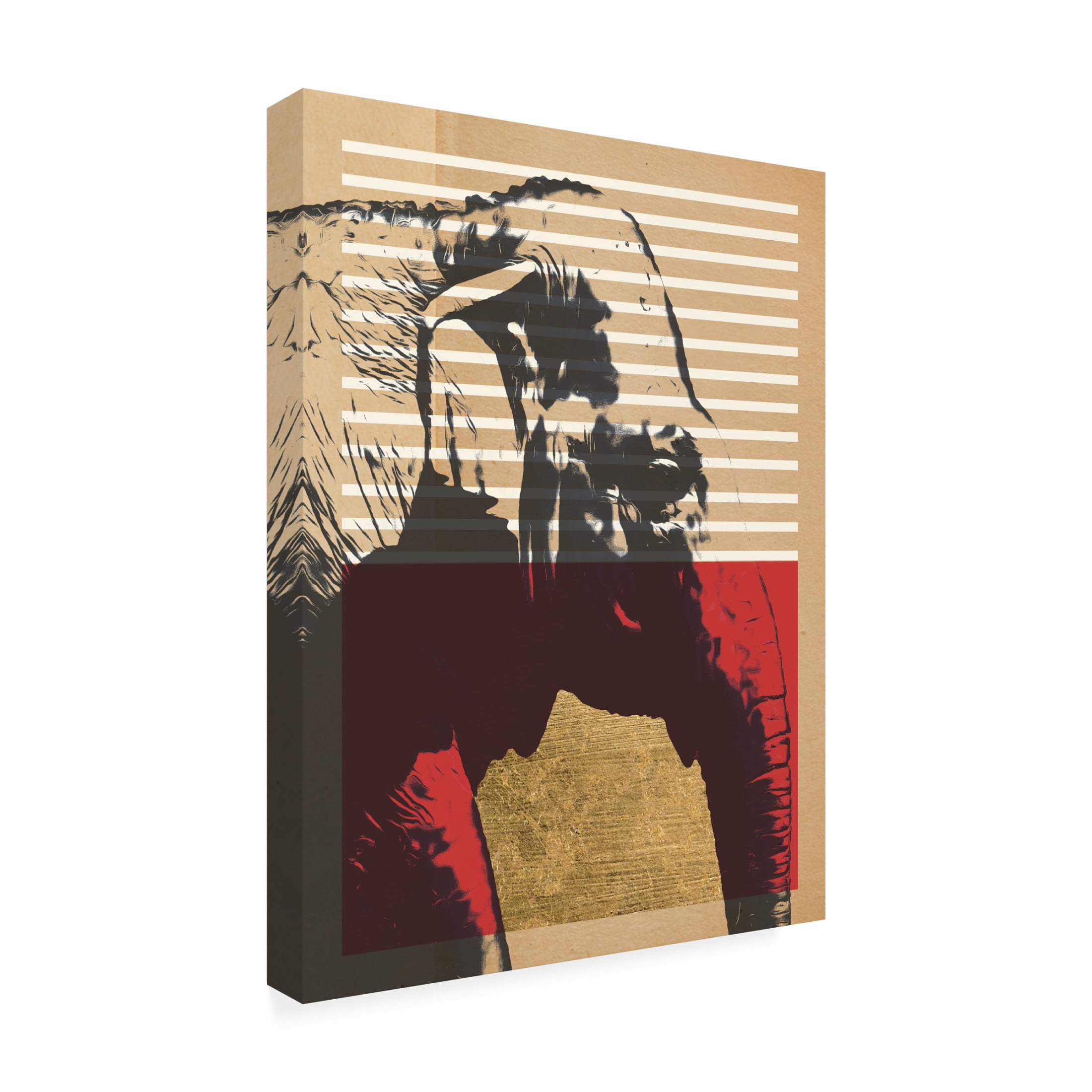 Trademark Fine Art Alonzo Saunders  Gold Geometric Elephant I Canvas Wall Art