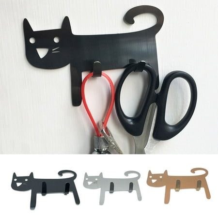 

SPRING PARK Self-Adhesive Cat-Shaped Kitchen Bathroom Wall Door Stainless Steel Sticky Hook Hanger
