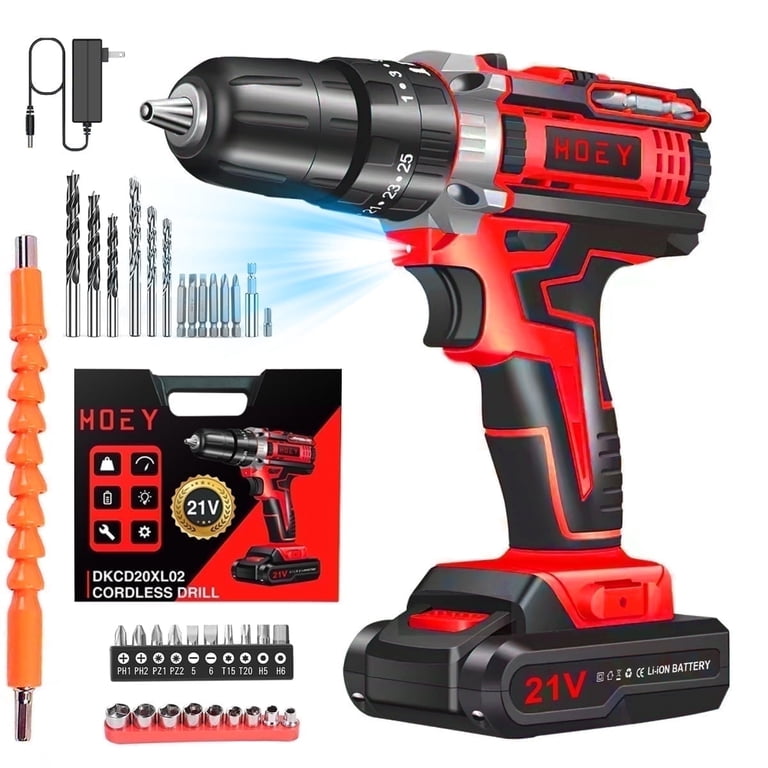 Hoey 21V Cordless Drill Driver Kit with 34 Pieces photo 1
