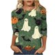 thumbnail image 2 of Heisall Womens Hoodies Halloween Print Round Neck 3/4 Sleeve Loose Fit Tshirts 2025 New Arrival Fashion Tops, 2 of 5