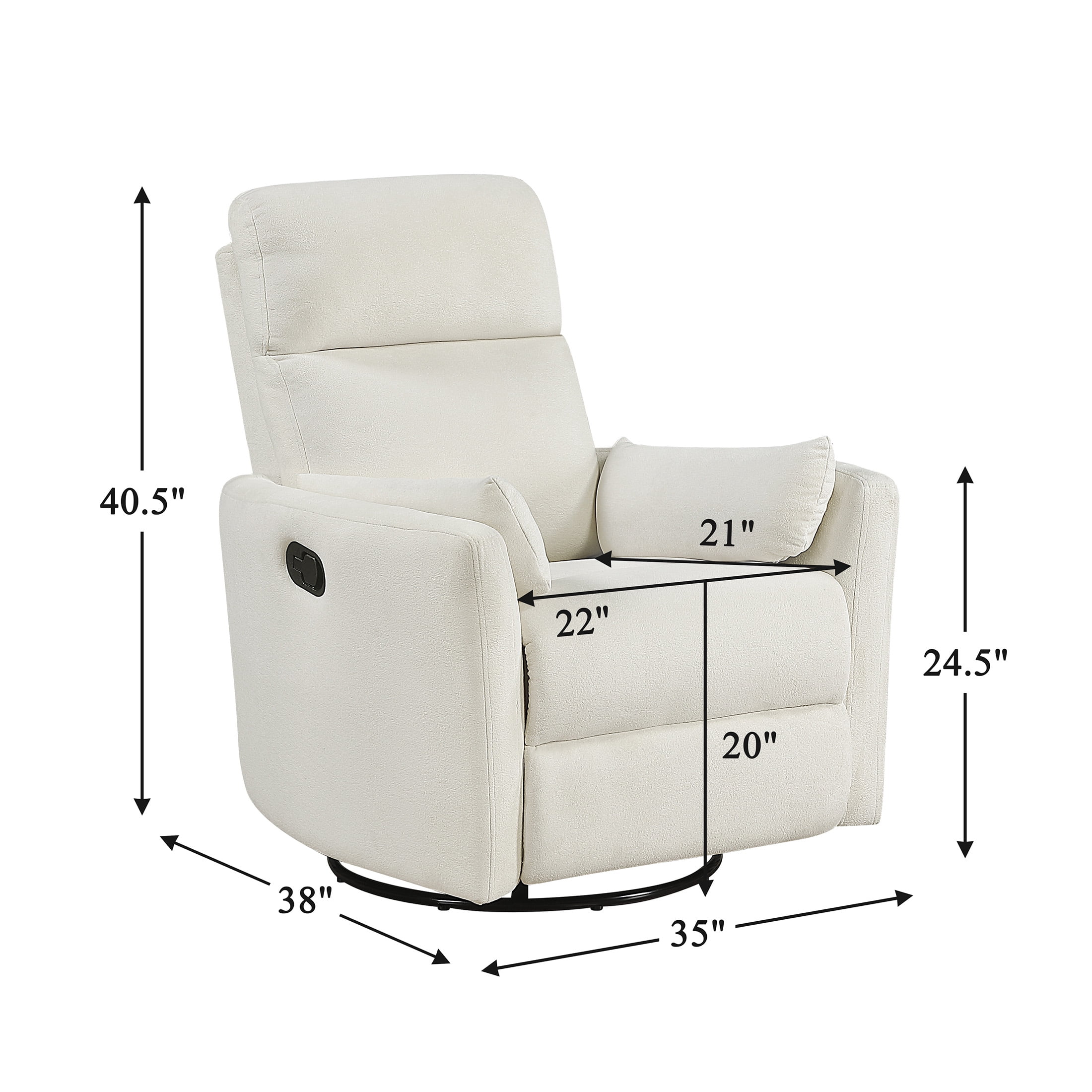 OakvillePark Allura Microfiber Swivel Glider Manual Reclining Chair, Beige
