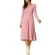 thumbnail image 2 of Vestidos de punto INSPIRE CHIC para mujer, vestido midi de canalé con profundo escote en V, manga larga, envolvente, corte A, talla XS, color rosa, 2 of 5