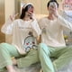 thumbnail image 4 of Conjunto de Pijama de algodón para mujer y hombre, ropa de dormir con dibujos animados, Top, pantalón, ropa de ocio, para otoño y primavera, M-3XL, 4 of 4