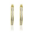 thumbnail image 6 of Brilliance Fine Jewelry 14K Gold Plated Sterling Silver Crystal Classic Round Hoop Women's Earring, 6 of 9
