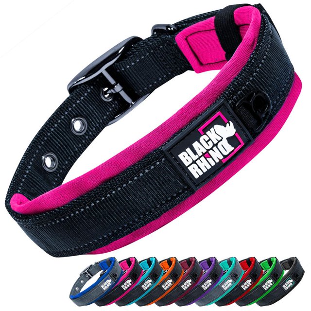 Collar para Perros Black Rhino, Neopreno Acolchado, Costuras reflectantes, Ajustable, XL (Azul/Gris) rosa M