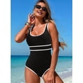 thumbnail image 5 of Women'S Color Block One-Piece Athletic Swimsuit Sports Tummy Control Cheeky Bathing Suits White S, 5 of 9