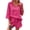 Hot Pink, variant on Cotton Linen Sets for Women 2 Piece Short Sleeve Collared Vacation Outfits Drawstring Wide Leg Summer Shorts Lounge Sets Army Green XL
