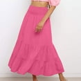 thumbnail image 3 of High Waisted Skirt Long New Women's Summer Comfy Tiered Skirts Elastic High Waisted A-Line Skirts Casual Beach Vacation Flowy Long Skirts Pinks M, 3 of 9