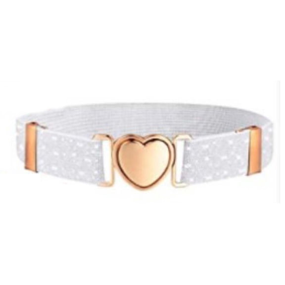 Girls Elastic Stretch Belts Multicolor Adjustable Elastic Waist Belts with Heart Shape Buckle for Uniform Dress Pants I One Size