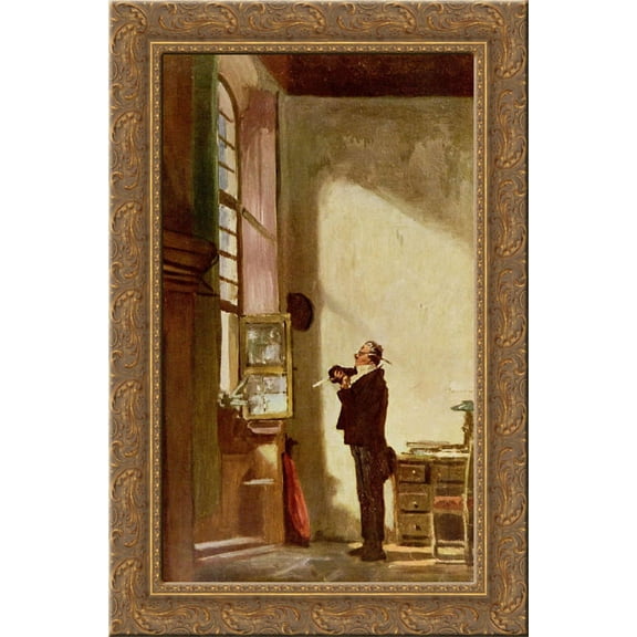 The Writer 24x16 Gold Ornate Wood Framed Canvas Art by Carl Spitzweg