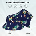 thumbnail image 2 of Yiaed Astronaut Dinosaur and Space Print Reflective Stripe Bucket Hat Unisex Funny Outdoor Fisherman Cap Beach Sun Hat, 2 of 5