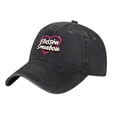 thumbnail image 2 of Vintage Cotton Washed Distressed Baseball Cap - Black Dad Hat with Pink Heart Design & Playful " ElasSou Smeabou " Text for Men & Women, 2 of 6
