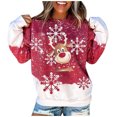 thumbnail image 2 of Pntutb Mujeres Moda O-cuello Navidad Mangas largas tops Blusa Pullover Sudadera PNTUTB Pntutb-5849, 2 of 5